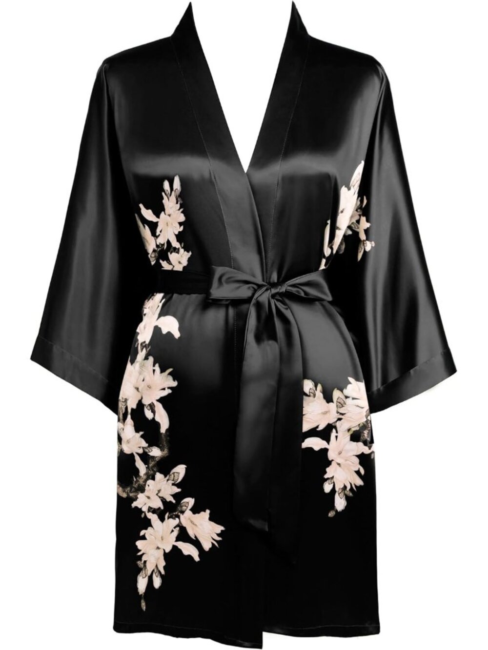 Kimono Robe Cover up Short Satin Floral Silky Kimono Blouse Loose Bachelorette P